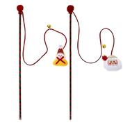 COSMOBETTY Lot de 2 Bâtonnets à Taquiner pour Chats Thème Noël Cloche, Interactif en PP et Corde en Coton, Stimule L'instinct Naturel des Chats D'intérieur