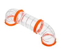 COSMOBETTY Lot de Tubes Transparents pour Hamster Tunnel Extérieur Cage Connecteurs C en Orange Ensemble DIY 7 Pièces 1 Tube Droit Court 4 Anneaux Accessoires pour Jeu et Habitat Petits