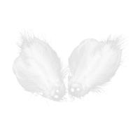 COSMOBETTY Paire de Pinces à Cheveux Plume Blanches Légères et Douces Décorations Perles pour Mariage et Bal, Accessoire Cheveux Vintage Élégant et Minimaliste