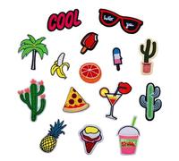 COSMOBETTY Patchs Brodés Crème Glacée au Cactus et Fruits en Polyester, Appliques Soi-même 15 Pièces pour Vêtements et Chapeaux, Décoration Textile Maison