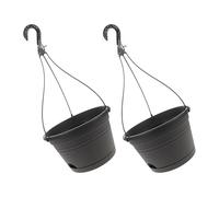 COSMOBETTY Pots Suspendus Noirs en Plastique 2 Pièces pour Balcon avec Crochets, Jardinières Murales Faciles à Suspendre, Adaptées pour Plantes et Fleurs en Intérieur et Extérieur