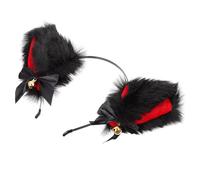 COSMOBETTY Serrage-tête Oreilles de Chat Noir en Tissu Clochettes, Accessoire Cosplay Facile à Porter pour Fête et Présent Garçon et Filles Filles
