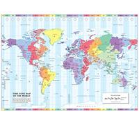 Cosmographics: Carte du monde de fuseau horaire - Compact - 56 x 40 cm - Plastification avant