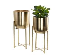 CosmoLiving by Cosmopolitan Lot de 2 Pots de Fleurs en Forme de dôme en métal avec Support Amovible, 48,3 cm, 55,9 cm de Hauteur, doré