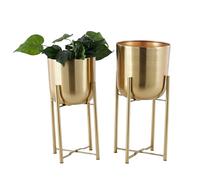 CosmoLiving by Cosmopolitan Lot de 2 Pots de Fleurs en Forme de dôme en métal avec Support Amovible, 48,3 cm, 55,9 cm de Hauteur, doré