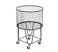 CosmoLiving by Cosmopolitan Panier de Rangement en métal avec Panier à Linge en Maille métallique avec roulettes, 43,2 x 43,2 x 63,5 cm, Noir