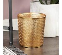 CosmoLiving by Cosmopolitan Petite poubelle géométrique en métal avec motif sculpté au laser, 22,9 x 22,9 x 25,4 cm, doré
