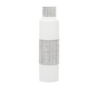 CosmoLiving by Cosmopolitan Vase en céramique avec Accents rayés Gris, 15,2 x 15,2 x 55,9 cm, Blanc