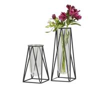 CosmoLiving by Cosmopolitan Vase Moderne en métal idéal pour décoration de Table, bibliothèque, cheminée, entrée, 33 cm, Noir