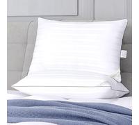 Cosmoluxe Hotel Collection Lot de 2 oreillers de lit pour dormir - Oreillers passepoilés gris pour grand lit pour les personnes dormant sur le côté, le ventre et le dos - Garnissage respirant - 50,8 x