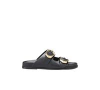 Cosmoparis - Mule plate en cuir noir - Femme - Chaussures - Noir - Taille: 37 EU