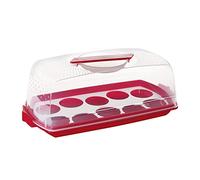 COSMOPLAST Support à gâteau, support à gâteau, gâteau aux prunes, brioches. Peu encombrant. Avec insert amovible pour Muffin. Produit par Transport. 100% fabriqué en Italie