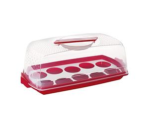 COSMOPLAST Support à gâteau, support à gâteau, gâteau aux prunes, brioches. Peu encombrant. Avec insert amovible pour Muffin. Produit par Transport. 100% fabriqué en Italie