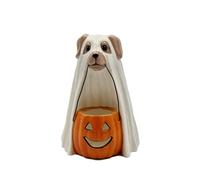 Cosmos Gifts 21020 Photophore en Forme de Chien fantôme Tenant Une Citrouille 11 x 11 cm