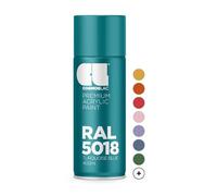 COSMOS LAC Vernis acrylique bleu turquoise brillant en spray dans de nombreuses nuances RAL, 400 ml, parfait pour le bricolage, le recyclage et d'autres travaux de peinture (RAL 5018 - bleu turquoise)
