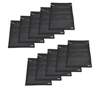 Cosmos® Lot de 10 Couleur Noir en Toile de Coton Double Cordon de Serrage Voyage Sac à Chaussures de Stockage avec Clear View Window, 17-1/2 x 13-1/5,1 cm, Noir, 17.5 x 13.5 inch