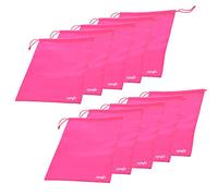 COSMOS® Lot de 10 Couleur Noir en Toile de Coton Double Cordon de Serrage Voyage Sac à Chaussures de Stockage avec Clear View Window, 17-1/2 x 13-1/5,1 cm, Rose Vif, 17.5 x 13.5 inch
