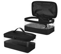 Cosmos Lot de 2 trousses de toilette de voyage transparentes à fermeture éclair avec poignée et fenêtre transparente pour cosmétiques, articles de toilette, lunettes de soleil