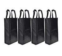 Cosmos Lot de 4 Sacs fourre-Tout en Non-tissé pour 2 Bouteilles de vin réutilisables, 2 Bouteilles Noires x 4