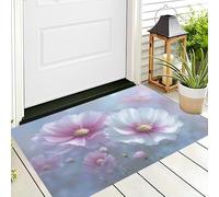 Cosmos Rose Et Blanc Paillasson Attrape-Poussière, Tapis De Sol Antidérapant Lavable en Machine, Tapis D'entrée Fleurs De Rêve Douces pour Chien, Entrée, Porte Et Couloir 60 x 90 cm