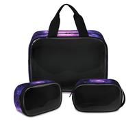 Cosmos Trousse de maquillage en spirale pour homme et femme, trousse de toilette translucide galaxie, trousse de toilette, trousse de douche, 3 pièces, couleur, XL, Trousse de maquillage