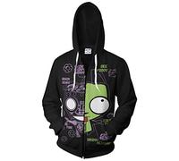 Cosmovie Sweat à capuche zippé pour homme Invader Zim Gir Doom - Noir - XX-Large