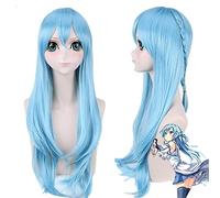 Cosnoble Asuna Yuuki Perruque Anime Sword Art Cosplay Cosplay Costume Longue Cheveux Bleu avec Tresse for Femmes Girls Halloween Party Wigs