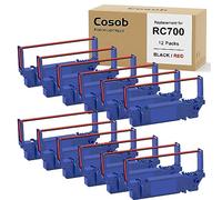 Cosob Lot de 12 rubans de rechange compatibles pour imprimante Star SP700 SP-700 RC700 RC-700 B/R Utilisation avec SP700BR RC700BR SP712 SP712R SP717 SP742R SP747 SP740 (noir et rouge)