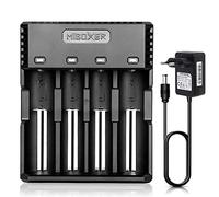 COSOOS Chargeur de Batterie avec 4 Lots de Charge, Batterie Rapide Chargeur pour Batteries Rechargeables, Li-ION LiFePO4 NI-MH NI-CD AA AAA C 18350 18500 18700 20700 21700 26650 RCR123