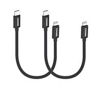 COSOOS Lot de 2 câbles courts USB C vers iPhone 12/12Pro/12ProMax/11/11Pro/11Pro MAX/XS/XS MAX/XR/X/8/8Plus/7/7Plus 25 cm