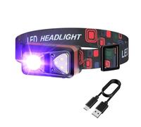 COSOOS Mini Lampe Frontale LED à Lumière Noire avec 9 Modes d'éclairage, étanche, avec détecteur de Mouvement, pour le Camping, la Pêche, la Recherche d'urine, la Chasse aux Punaises de lit et les