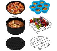 COSORI Accessoires de Friteuse sans Huile 5,5 Litre, Plateau à Pizza/Corbeille à Pain/Support en Métal/Moule à Cake/Grille de Cuisson/Cuisson à la Vapeur, C158-6AC