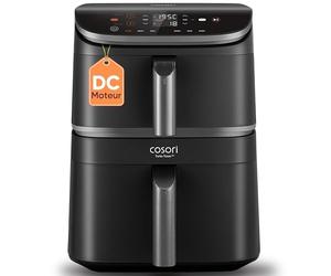 COSORI Air Fryer Turbo Tower 10,8L, Friteuse Sans Huile à 2 Tiroirs, 3 Niveaux Cuisson,6-en-1,Design compact et Empilable,41 Pour Cent Moins Large que les Double Airfryer Traditionneles,20+ Recettes