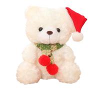 COSORO 23cm Noël Teddy Bear Nounours,Kawaii Ours en Peluche Blanc Oreiller Peluche Doux,Jouets Doux à Câliner,Oreiller Jouets Peluches Cadeaux Anniversaire Enfants Noël Décoration pour Maison