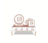 COSORO 37 pièces Ensemble de Vaisselle Or Rose Joyeux Anniversaire pour 13 Ans, Nappes Assiettes en Papier et Serviettes Décoration de Table Decor Fête d'anniversaire pour 13 Ans Garçon Fille