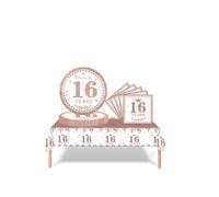 COSORO 37 pièces Ensemble de Vaisselle Or Rose Joyeux Anniversaire pour 16 Ans, Nappes Assiettes en Papier et Serviettes Décoration de Table Decor Fête d'anniversaire pour 16 Ans Garçon Fille