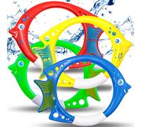 COSORO 4 pièces Jouets de Piscine Enfant,Jouets de Plongée Cercle Poissons,Jeu Piscine Enfant Extérieur L'été,pour Divertissements Entrainement sous - Marin Plongée Natation Garçon Fille 7-12 Ans