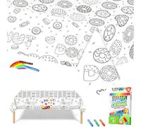 COSORO Nappe à Colorier pour Enfant en Papier,119,4x180,3 cm Coloriage Geant Donuts avec 18 Stylos de Peinture,Jeux Anniversaire Enfants Activités DIY Décoration de Fête Rouleau Papier Dessin