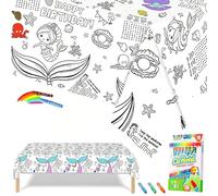 COSORO Nappe à Colorier pour Enfant en Papier,119,4x180,3 cm Coloriage Geant Sirène avec 18 Stylos de Peinture,Jeux Anniversaire Enfants Activités DIY Décoration de Fête Rouleau Papier Dessin