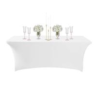 COSORO Nappe Rectangulaire Spandex Anti Tache,122cm Blanc Nappe de Table Imperméables Lavable Extensible,pour Décoration Table de Terrasse,Cuisine,Mariage,Anniversaire,Fêtes,Halloween,Pique-niques