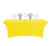 COSORO Nappe Rectangulaire Spandex Anti Tache,122cm Jaune Nappe de Table Imperméables Lavable Extensible,pour Décoration Table de Terrasse,Cuisine,Mariage,Anniversaire,Fêtes,Halloween,Pique-niques