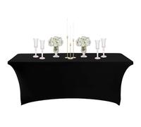 COSORO Nappe Rectangulaire Spandex Anti Tache,122cm Noir Nappe de Table Imperméables Lavable Extensible,pour Décoration Table de Terrasse,Cuisine,Mariage,Anniversaire,Fêtes,Halloween,Pique-niques