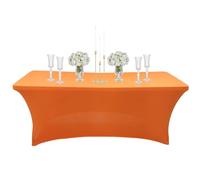 COSORO Nappe Rectangulaire Spandex Anti Tache,122cm Orange Nappe de Table Imperméables Lavable Extensible,pour Décoration Table de Terrasse,Cuisine,Mariage,Anniversaire,Fêtes,Halloween,Pique-niques