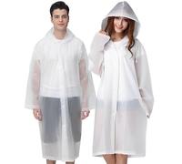 Cosowe Lot de 2 ponchos de pluie réutilisables avec capuche pour adultes (A-Adultes - Blanc)