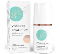 Cosphera Crème de nuit à l'acide hyaluronique 100 % végétalien - Soin de nuit pour rides, poches et cernes - 30 ml - Crème pour le visage pour homme et femme