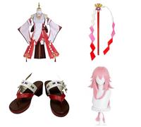 Cosplay Costume For YaeMiko Genshin,Women Men Uniform With Accessories,Cosplay Replica Prop Wig Shoes Full Set, Halloween Carnival Party Suit