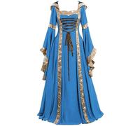 Cosplay Medieval Renaissance Dresses for Women Elegant Robe Vintage Celtic Floor Length Gothic DressesHalloween-4-S