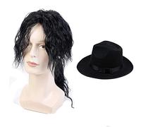 Cosplay Michael Jackson Performance Accessoire Perruques et Chapeau Noir Adulte