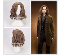 Cosplay Sirius Brown Perruque Ondulée Cosplay Perruque Halloween Jeu De Rôle Sirius Cheveux Noirs Costumes Avec Bonnet De Cheveux
