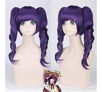 Cosplay Wig Anime Bleach Katenkyoukotsu Purple Wavy Cosplay Wig avec des queues de cheval double coiffure synthétique Katenkyoukotsu Wigs pour les femmes